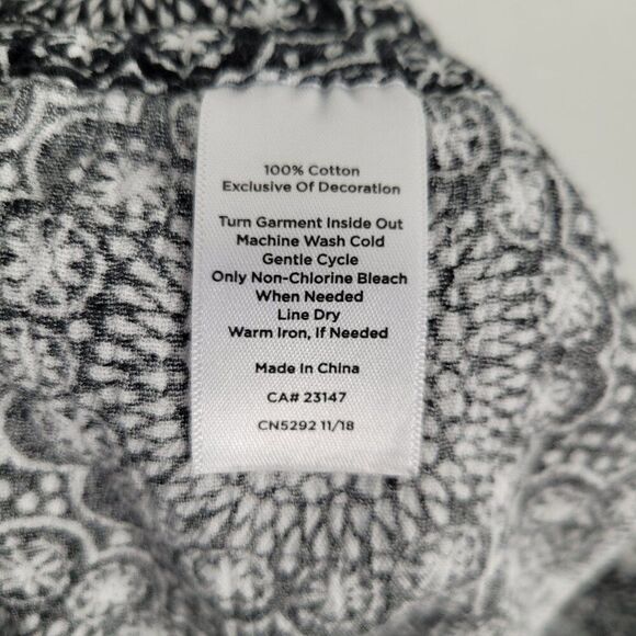 Talbots Cotton Pants Straight Leg Lightweight Pull On Print Black White Size S - Picture 11 of 12